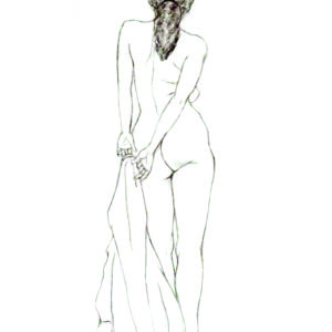 standing nude from behind, drawing by marnika shelton